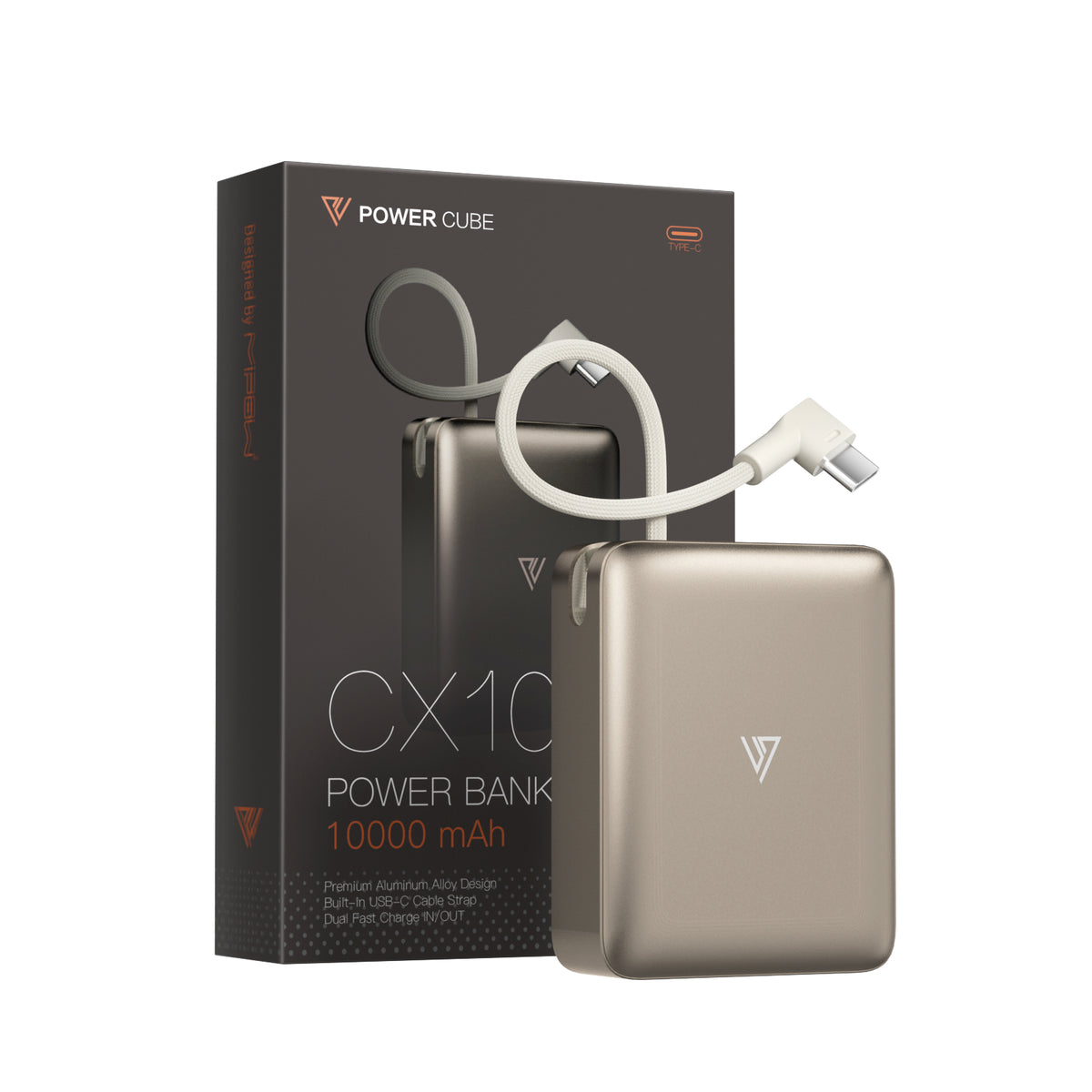 MIPOW PowerCube CX10/Stone-Grey 10000mAh Power Bank Portable