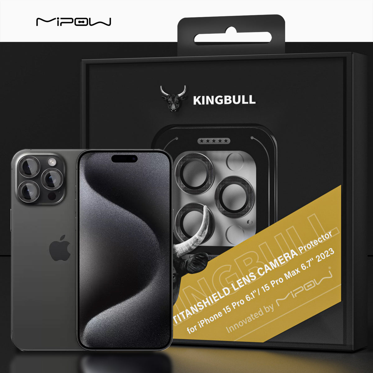 MIPOW KingBull Camera Lens Protector for iPhone 15 Pro and iPhone