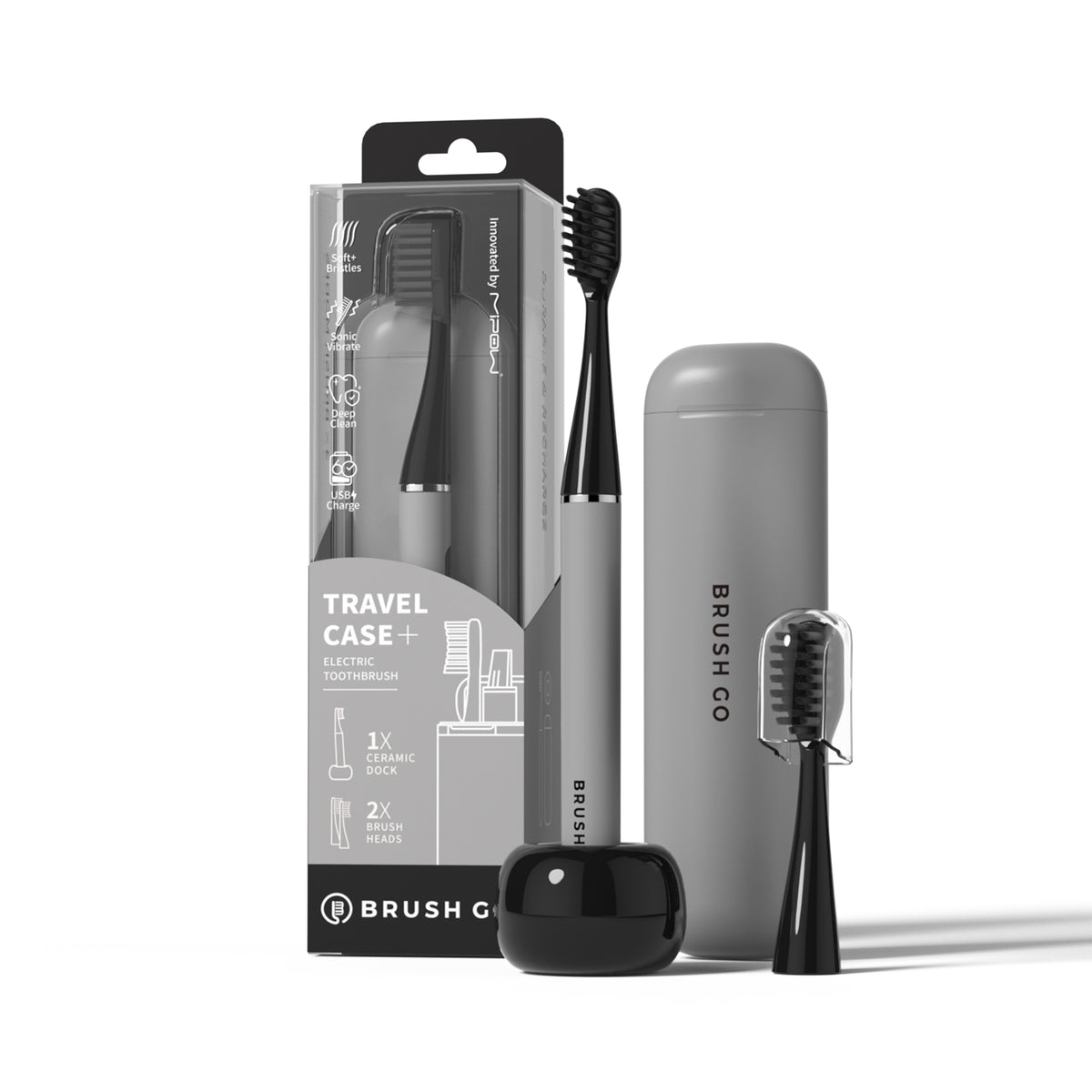 MIPOW BRUSH GO i4 Electric Toothbrush Travel Case & Ceramic Holder, SlimPro i4 Grey Color MIPOW BRUSH GO i4 Electric Toothbrush Travel Case & Ceramic Holder, SlimPro i4 Grey Color