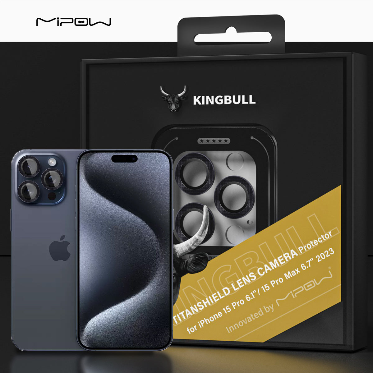 MIPOW KingBull Camera Lens Protector for iPhone 15 Pro and iPhone 15 Pro Max