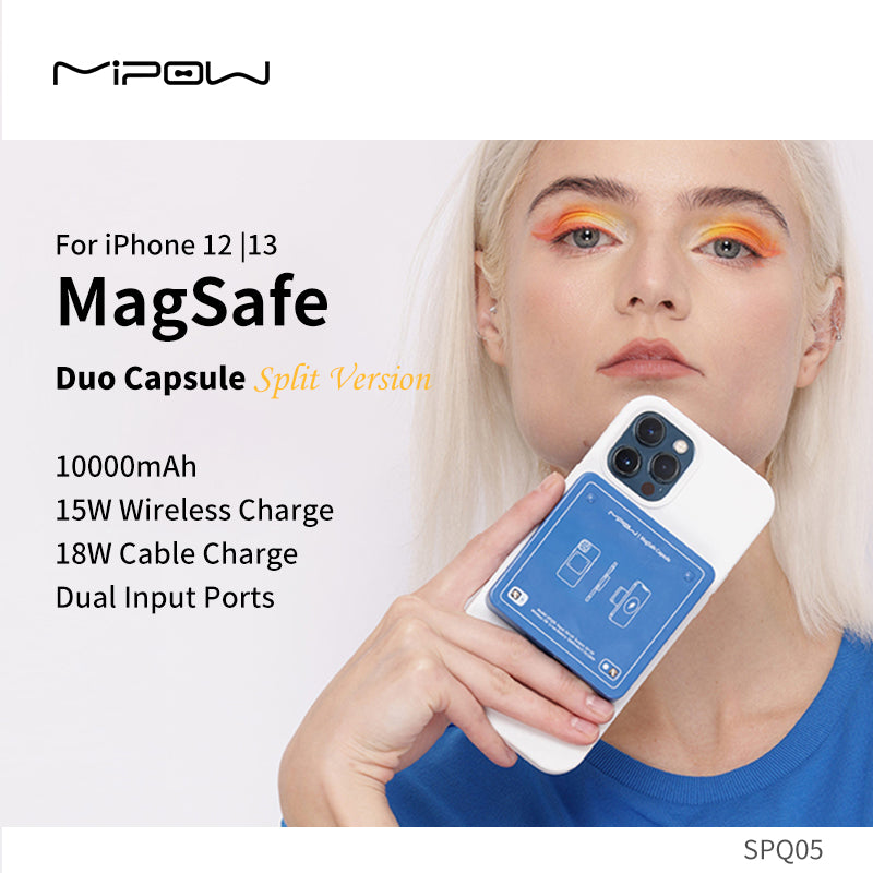 kage Kæreste tale MIPOW Duo Capsule MagSafe Magnetic Wireless Charging Portable Charger for  iPhone 13/12/Mini/Pro/Max