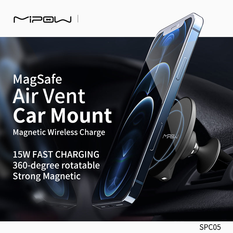 MIPOW MagSafe Car Mount MIPOW MagSafe Magnetic Wireless Charging