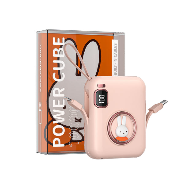 20W Power Bank Magic Dual Cables /Pink